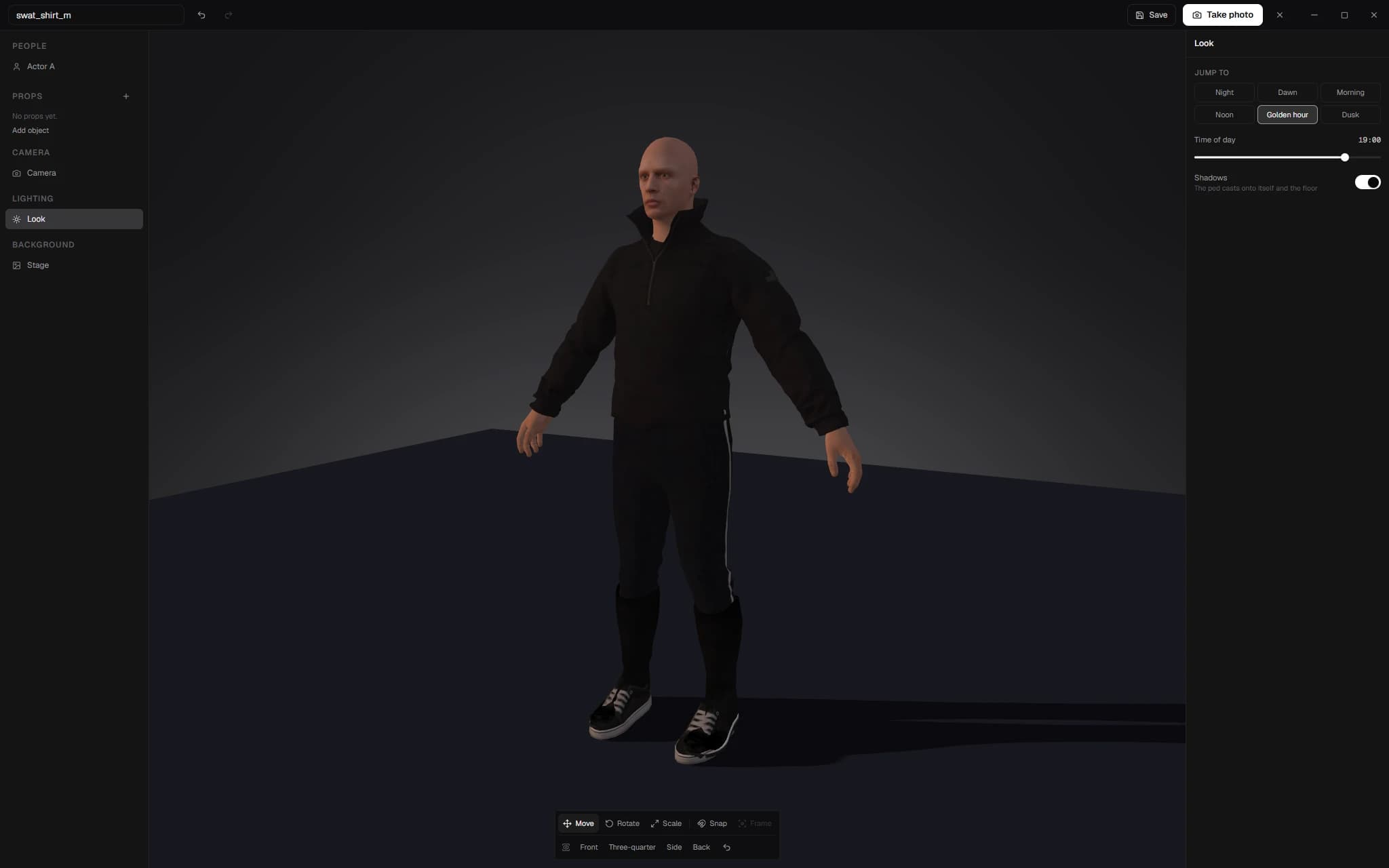 The Scene Creator with a dressed ped and lighting controls